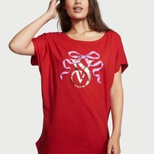 Victoria's Secret Lightweight Pima Cotton Dolman Sleepshirt Red XL